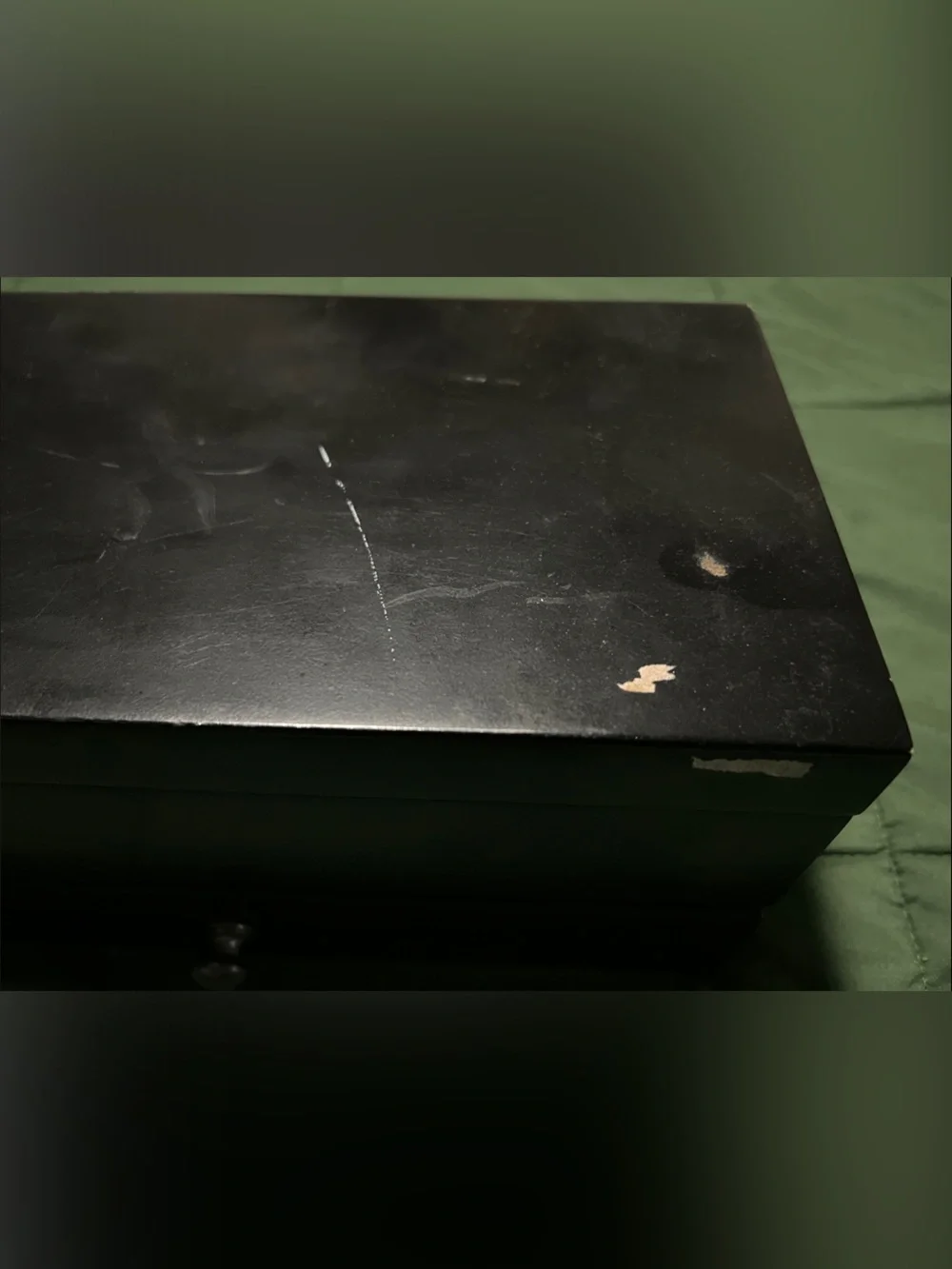 Black Jewelry Organizer Box with Mirror and Cream Interior